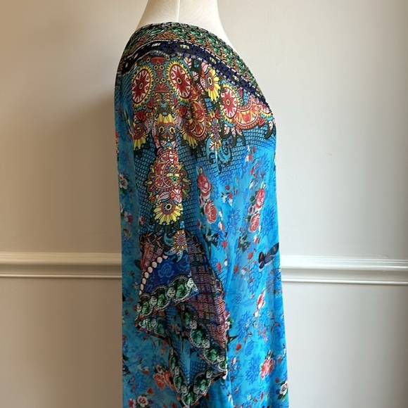 Sakkas P4 - Long Caftan Printed Design Long Semi Sheer Dress Cover Up - Picture 4 of 7